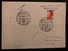 LETTRE TP LIBERTE 1,60 ROUGE ROULETTE OBL.16 MAI 1982 45 ORLEANS BA 123 PORTES OUVERTES + RETOUR DAX (40) - Military Airmail