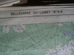 CARTE IGN BELLEGARDE DU LOIRET 1/25000ème -56x73cm -4cm=1km -mise à Jour De 1956 -IGN FRANCE - Cartes Topographiques