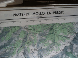 CARTE IGN PRATS-DE-MOLLO-LA-PRESTE (PYRENEES-ORIENTALES) 1/50000ème -56x73cm -2cm=1km -mise à Jour De 1963 -IGN FRANCE - Topographische Kaarten