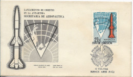 ARGENTINA 1966 ROCKET LAUNCH IN ANTARCTICA MILITARY MAPS SPACE FIRST DAY COVER - FDC