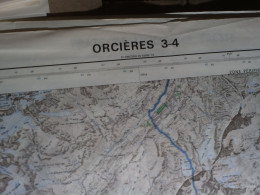 CARTE IGN ORCIERES (HAUTES-ALPES) 1/25000ème -56x73cm -4cm=1km -mise à Jour De 1972 -IGN FRANCE - Topographical Maps