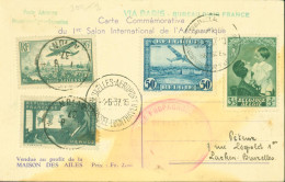 1er Salon International Aéronautique 1937 Bruxelles Mixte YT Belgique N°449 + Poste Aérienne N°1 + France YT 337 + PA 8 - 1927-1959 Briefe & Dokumente