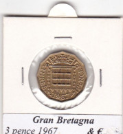 GRAN BRETAGNA 3 PENCE ELISABETTA II   ANNO 1967  COME DA FOTO - F. 3 Pence