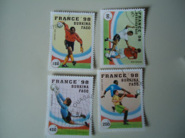 BURKINA FASO USED  STAMPS  SET 4  FOOTBALL SOCCER WORLD CUP  FRANCE 98 - Burkina Faso (1984-...)