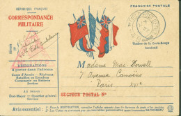 Guerre 14 CP FM De France Drapeaux Angleterre Russie France Utilisée En Angleterre CAD Field Post Service SP 45 JY 22 15 - 1. Weltkrieg 1914-1918