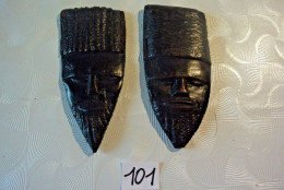 C101 2 Très Anciens Masques Africains Tribal Ethnie Zoulou Tribu - Arte Africano