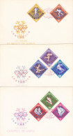 OLYMPIC GAMES, INNSBRUCK'64, WINTER SPORTS, COVER FDC, 3X, 1964, ROMANIA - Invierno 1964: Innsbruck