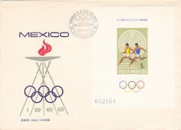 OLYMPIC GAMES, MEXICO CITY'68, ATHLETICS, COVER FDC, 1968, ROMANIA - Summer 1968: Mexico City