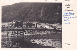 CPA WEISSENSEE- OLD WOOD BRIDGE, HORSE CARTS, PEOPLE, LAKE, MOUNTAINS - Weissensee