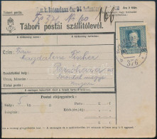 1918 Károly Fejes 80h Csomagszállítón / Parcel Card "FP 376b" - Rezsőháza - Sonstige & Ohne Zuordnung