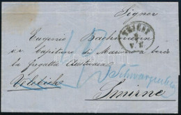 Ca 1870 Levél "TRIEST" - "SMIRNA" Cover Addressed To Eugenio Bachman, Capitano Di Marina, On The Frigate Velebich In Smy - Sonstige & Ohne Zuordnung