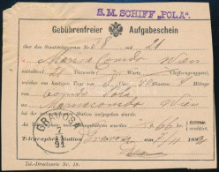 1891 Távirati Díjnyugta "S.M. SCHIFF POLA" + "GRAVOSA" - Other & Unclassified