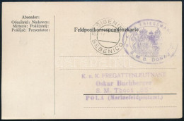 ~1915 Tábori Posta Levelezőlap "S.M.B. DONAU" + "SIBENIK / SEBENICO" - Sonstige & Ohne Zuordnung