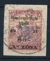 Nyugat-Magyarország II. 1921 Arató 10f Kivágáson Bodor Vizsgálójellel (7.500) - Otros & Sin Clasificación