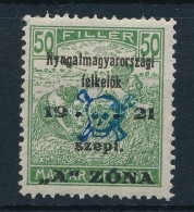 * Nyugat-Magyarország II. 1921 Arató 50f Hármaslyukasztással, Bodor Vizsgálójellel (**60.000) - Other & Unclassified