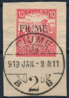 Fiume 1918 Fehérszámú Arató 10f M.II. Kivágáson. Signed: Bodor (800.000) - Other & Unclassified