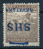 * SHS 1918 Arató 20f Fordított Felülnyomással / Inverted Overprint. Signed: Bodor - Autres & Non Classés