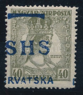 ** SHS 1918 Zita 40f Eltérő, Arató Típusú, Elcsúszott Felülnyomással. Signed: Bodor. Certificate: Zrinjscak - Otros & Sin Clasificación