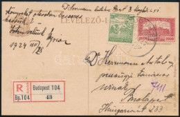 1924 (14. Díjszabás) Budapest Helyi Ajánlott Levelezőlap 2.200K Bérmentesítéssel (100K Túlbérmentesítés) - Autres & Non Classés