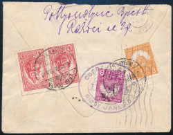 1930 Légi Levél Brazíliába 4 Bélyeggel, Közte Keskeny Madonna 2P Párral, érkezési Bélyegzéssel / Airmail Cover To Brasil - Otros & Sin Clasificación