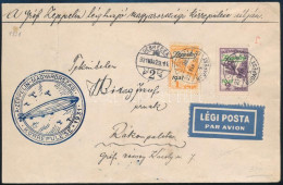 1931 Zeppelin Légi Levél Zeppelin Sorral és Kék Alkalmi Bélyegzéssel / Mi 478-479 On Zeppelin Cover With Blue Special Po - Sonstige & Ohne Zuordnung