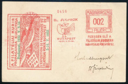 1932 Filatéliai Kurir Propaganda Kiállítás Képeslap 6f Frankotip és Alkalmi Bélyegzéssel Svájcba Küldve / Postcard With  - Sonstige & Ohne Zuordnung