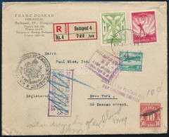 1935 Ajánlott Levél 3 Bélyeggel New Yorkba, Megvámolva 10c Portóval / Registered Cover To New York, With 10c Customs Dut - Sonstige & Ohne Zuordnung