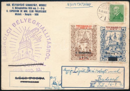 1936 Miskolci Hét 2 Klf Levélzáró Futott Levelezőlapon / 2 Different Label On Postcard - Otros & Sin Clasificación