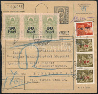 1946 (7. Díjszabás) Csomagszállító 5 Db Postai és 7 Db Okmánybélyeggel / Parcel Card With 5 Postal And 7 Fiscal Stamps - Altri & Non Classificati