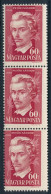 ** 1950 Petőfi 60f Függőleges Hármascsík Látványosan Ferdén Fogazva - Sonstige & Ohne Zuordnung