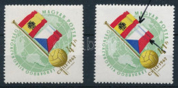 ** 1962 Labdarúgó VB 4+1Ft A Zászlón Lévő Kék Csík Elcsúszott + Támpéldány - Otros & Sin Clasificación