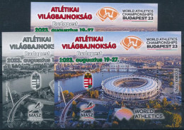 ** 2023 Atlétikai Világbajnokság 3 Db-os Emlékív Garnitúra, Közte Feketenyomat Azonos 00023 Sorszámmal - Otros & Sin Clasificación