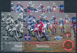 ** 2023 2. Különleges Technikai Sportok: Motokrossz (Terepmotorozás) 3 Db-os Emlékív Garnitúra, Közte Feketenyomat, Azon - Other & Unclassified