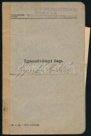 1942 Ungvári Gyalogsági Katona Igazolványi Lapja - Altri & Non Classificati