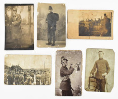 Cca 1914-1918 Katonai Fotólapok, 6 Db, Sérültek, 9×14 Cm - Sonstige & Ohne Zuordnung