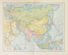 1889 Ázsia Térképe. Stiler Atlaszból, Jó állapotban 40x48 Cm - Sonstige & Ohne Zuordnung