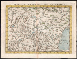 1561 Polonia Et Ungheria. Lengyelország és Magyarország Térképe. Színezett Rézmetszet, Hátoldalán Leírással Metsz. Franc - Other & Unclassified