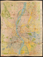 Cca 1942 Stoits György, Merre Menjek? Budapest Közlekedési Térképe, 1:18 000 Hajtásnyomokkal, 90x60 Cm - Otros & Sin Clasificación