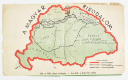 Cca 1940 A Magyar Birodalom - Ha A Föld Isten Kalapja - Hazánk A Bokréta Rajta, Térkép, Lapszéli Sérülésekkel, 28×45 Cm - Andere & Zonder Classificatie