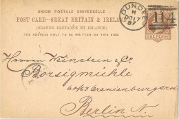 52761. Entero Postal Privado DUNDEE (England) 1887.Gride 114. Comercial Polack And Co - Briefe U. Dokumente