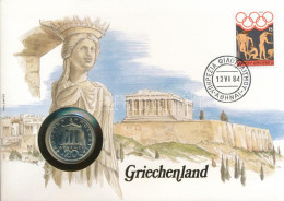 Görögország 1982. 20D Cu-Ni Felbélyegzett Borítékban, Bélyegzéssel, Német Nyelvű Leírással T:UNC Greece 1982. 20 Drachma - Unclassified
