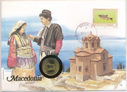 Macedónia 1993. 1D Cu-Ni Felbélyegzett Borítékban, Bélyegzéssel, Német Nyelvű Tájékoztatóval T:AU  Macedonia 1993. 1 Den - Unclassified