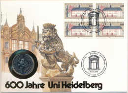 Németország 1986D 5M Cu-Ni "Heidelbergi Egyetem 1386-1986" érmés Borítékban, Bélyegzéses Bélyeggel T:UNC Germany 1986D 5 - Non Classificati