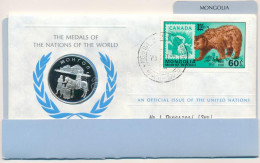 ENSZ 1979. "A Világ Nemzeteinek Emlékérmei - Mongólia" Ag Emlékérem Megcímzett érmés Borítékon Elsőnapi Bélyegzős Bélyeg - Unclassified
