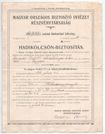 Budapest 1917. "Magyar Országos Biztosító Intézet Részvénytársaság - Hadikölcsön-Biztosítás" Biztosítási Kötvény T:F Kis - Sin Clasificación