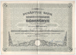 Pécs 1941. "Dunántúli Bank Részvénytársaság" Névre Szóló Részvénye 100P-ről Szelvényekkel, Szárazpecséttel T:VF - Unclassified