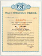 Barcs 1987. "K&H Bank - A Barcsi Szociális Gondozási Központ I. ütemének Megvalósításáért" Kötvénye 10.000Ft-ról + 50.00 - Unclassified