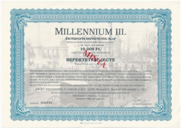 Budapest 1994. "Millenium III. Értékpapír-befektetési Alap" Befektetési Jegye 10.000Ft-ról, "MINTA" Felülbélyegzéssel, 0 - Zonder Classificatie