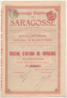 Belgium / Brüsszel 1908. "Saragosse-i Villamosközlekedési Részvénytársaság" Részvénye Szelvényekkel, Bélyegzésekkel T:I- - Sin Clasificación