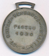 Németország 1930. "Duna Egyesületi Regatta - Passau 1930" Kétoldalas, Ezüstözött Bronz Evezős Díjérem Füllel (38mm) T:XF - Unclassified